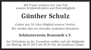 Traueranzeige von Günther Schulz von KRZ