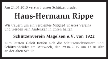 Traueranzeige von Hans-Hermann Rippe von KRZ