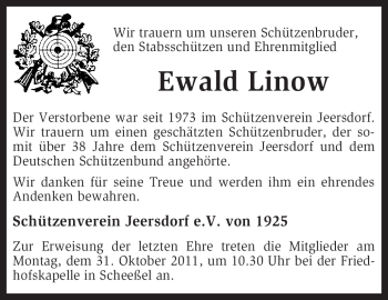 Traueranzeige von Ewald Linow von KREISZEITUNG SYKE