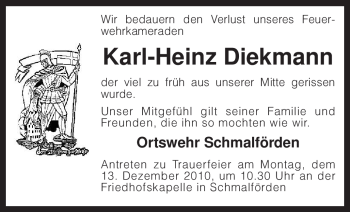 Traueranzeige von Karl-Heinz Diekmann von KREISZEITUNG SYKE