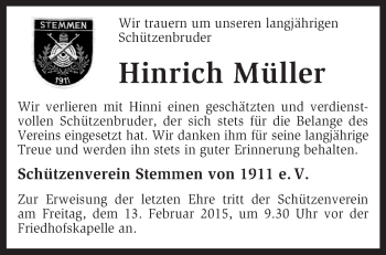 Traueranzeige von Hinrich Müller von KRZ