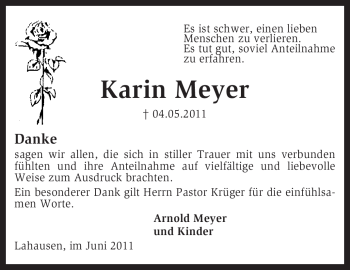 Traueranzeige von Karin Meyer von KREISZEITUNG SYKE