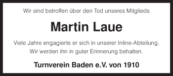 Traueranzeige von Martin Laue von KREISZEITUNG SYKE