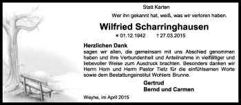 Traueranzeige von Wilfried Scharringhausen von KRZ