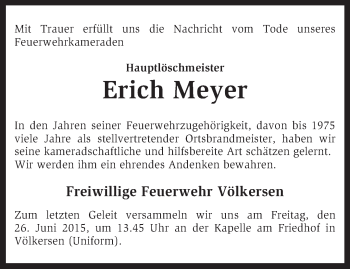 Traueranzeige von Erich Meyer von KRZ