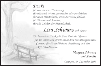 Traueranzeige von Lisa Schwarz von KREISZEITUNG SYKE