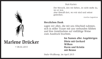 Traueranzeige von Marlene Drücker von KRZ