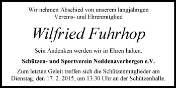 Traueranzeige von Wilfried Fuhrhop von KRZ