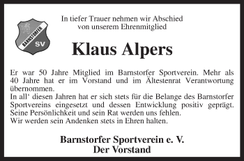 Traueranzeige von Klaus Alpers von KRZ