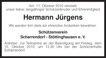 Traueranzeige von Hermann Jürgens von KREISZEITUNG SYKE