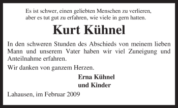 Traueranzeige von Kurt Kühnel von KREISZEITUNG SYKE