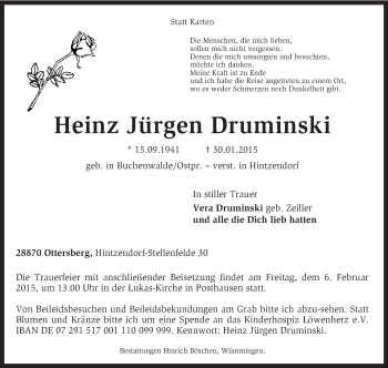 Traueranzeige von Heinz Jürgen Druminski von KRZ