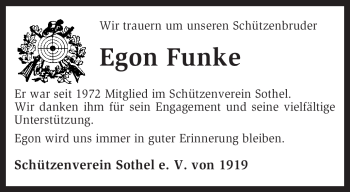 Traueranzeige von Egon Funke von KREISZEITUNG SYKE