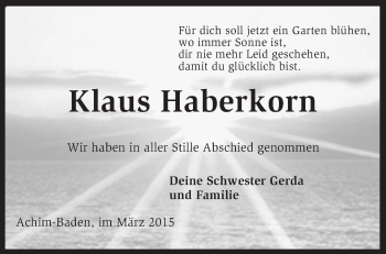 Traueranzeige von Klaus Haberkorn von KRZ