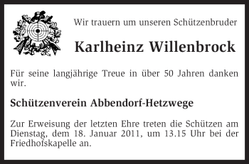 Traueranzeige von Karlheinz Willenbrock von KREISZEITUNG SYKE