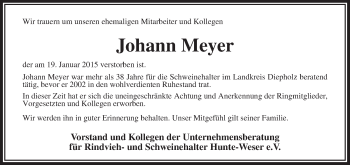 Traueranzeige von Johann Meyer von KRZ