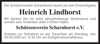 Traueranzeige von Heinrich Lindhorst von KREISZEITUNG SYKE