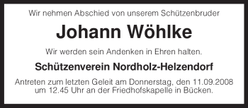 Traueranzeige von Johann Wöhlke von KREISZEITUNG SYKE