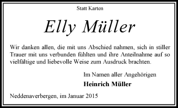 Traueranzeige von Elly Müller von KRZ