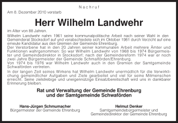 Traueranzeige von Wilhelm Landwehr von KREISZEITUNG SYKE