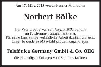 Traueranzeige von Norbert Bölke von KRZ