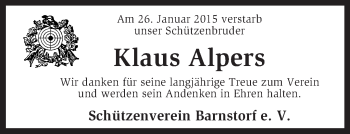 Traueranzeige von Klaus Alpers von KRZ