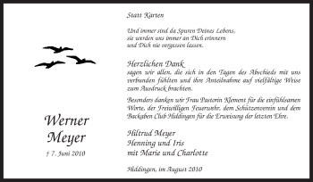 Traueranzeige von Werner Meyer von KREISZEITUNG SYKE