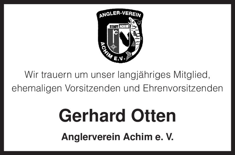  Traueranzeige für Gerhard Otten vom 12.09.2009 aus KREISZEITUNG SYKE