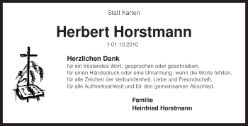 Traueranzeige von Herbert Horstmann von KREISZEITUNG SYKE