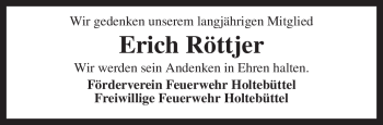 Traueranzeige von Erich Röttjer von KREISZEITUNG SYKE