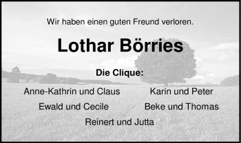 Traueranzeige von Lothar Börries 