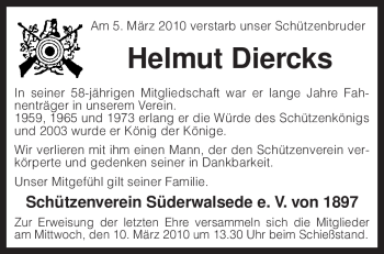 Traueranzeige von Helmut Diercks von KREISZEITUNG SYKE