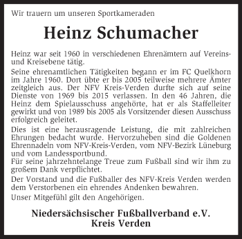 Traueranzeige von Heinz Schumacher von KRZ