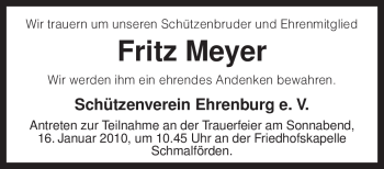 Traueranzeige von Fritz Meyer von KREISZEITUNG SYKE