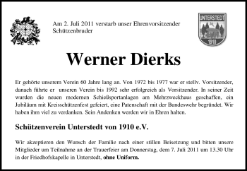 Traueranzeige von Werner Dierks von KREISZEITUNG SYKE