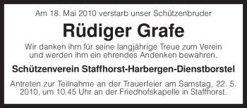 Traueranzeige von Rüdiger Grafe von KREISZEITUNG SYKE