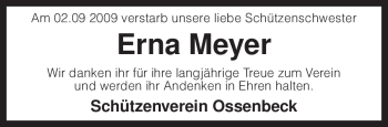 Traueranzeige von Erna Meyer von KREISZEITUNG SYKE