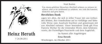 Traueranzeige von Heinz Heruth von KREISZEITUNG SYKE