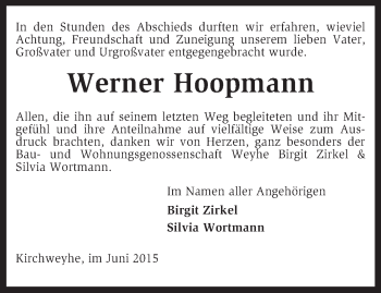 Traueranzeige von Werner Hoopmann von KRZ