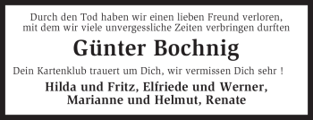 Traueranzeige von Günter Bochnig von KREISZEITUNG SYKE