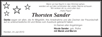 Traueranzeige von Thorsten Sander von KREISZEITUNG SYKE