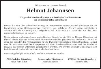 Traueranzeige von Helmut Johannsen von KRZ