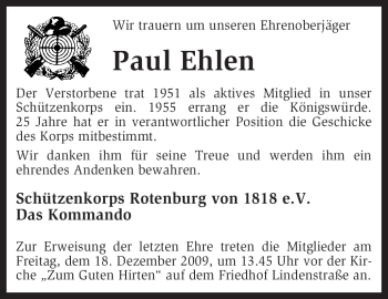 Traueranzeige von Paul Ehlen von KREISZEITUNG SYKE