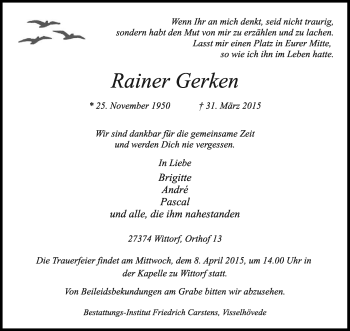 Traueranzeige von Rainer Gecken von KRZ