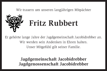 Traueranzeige von Fritz Rubbert von KRZ