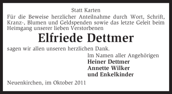 Traueranzeige von Elfriede Dettmer von KREISZEITUNG SYKE