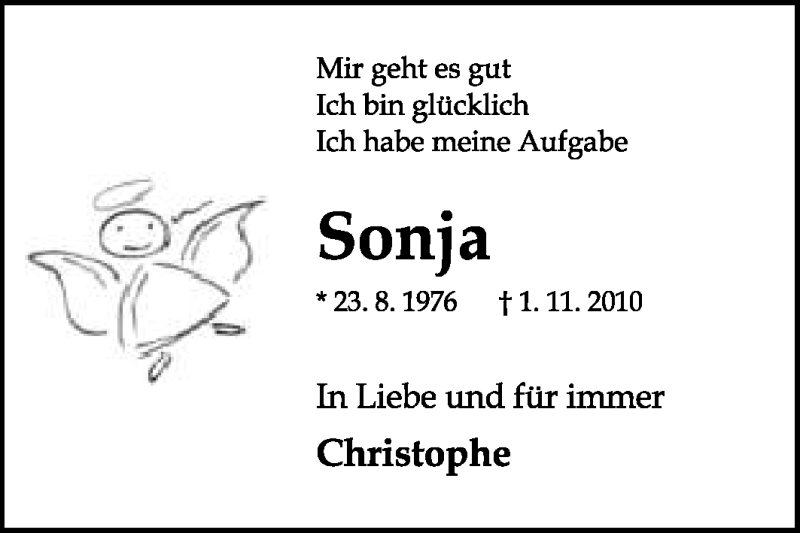  Traueranzeige für Sonja Meiners vom 06.11.2010 aus KREISZEITUNG SYKE