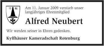 Traueranzeige von Alfred Neubert von KREISZEITUNG SYKE