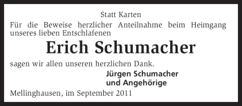 Traueranzeige von Erich Schumacher von KREISZEITUNG SYKE