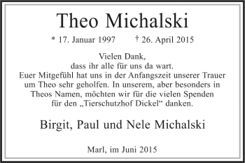 Traueranzeige von Theo Michalski von KRZ